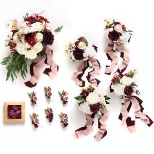 Ling’sMoment WeddingFlowersPackage,Bridal Bouquet,BridesmaidBouquets,Boutonniere